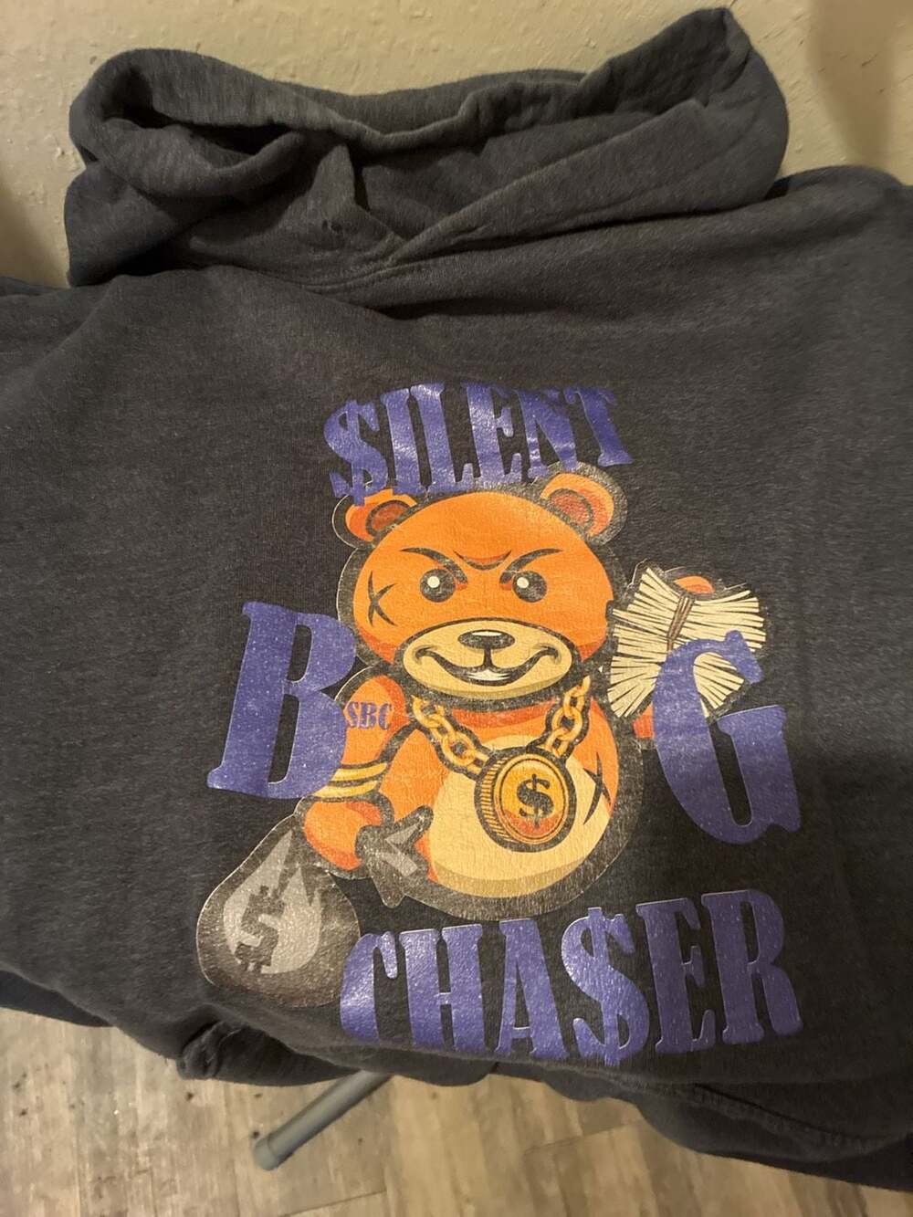 Silent Bag Chaser SBC Graphic Pullover Hoodie with Teddy Bear Design